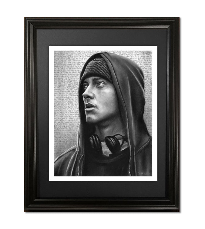 framed Eminem in lyrics, drawn by Dean Pickup