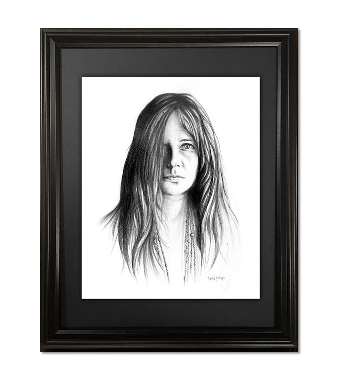 Sample of framed Janis Joplin art print
