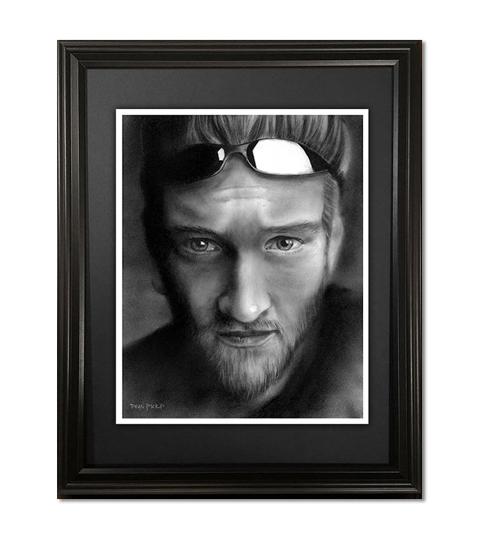 Example of framed Layne Staley fine art print by Dean Pickup Art
