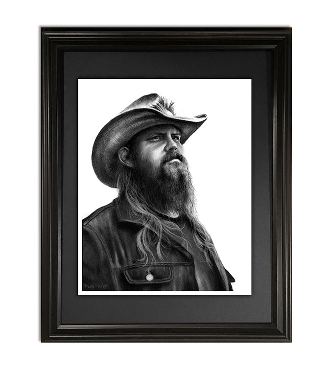 Chris Stapleton drawn by Dean Pickup. Art prints for sale