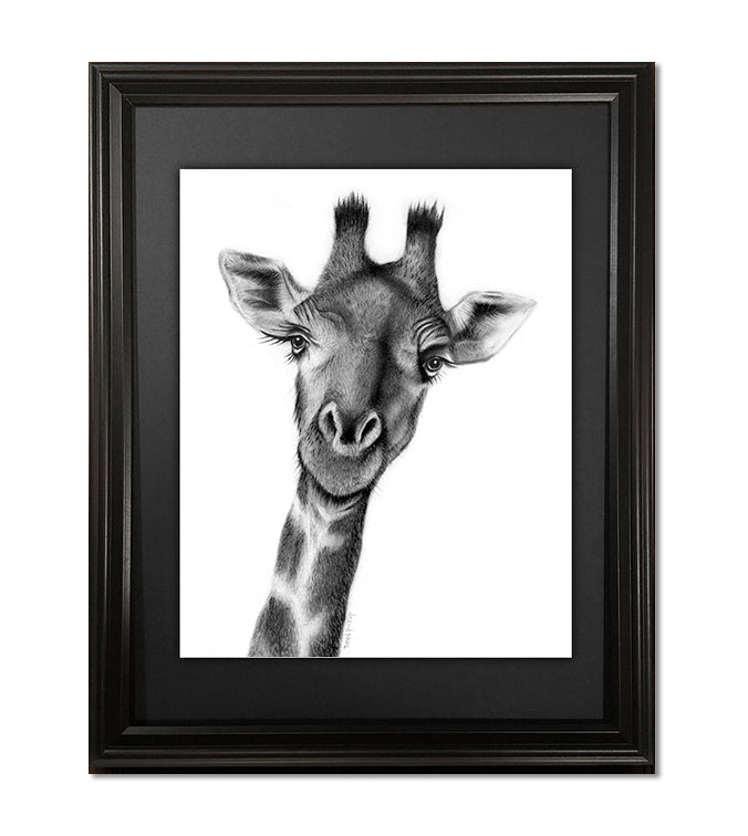 Stick Your Neck Out, Giraffe Fine Art Print - 13"x16"