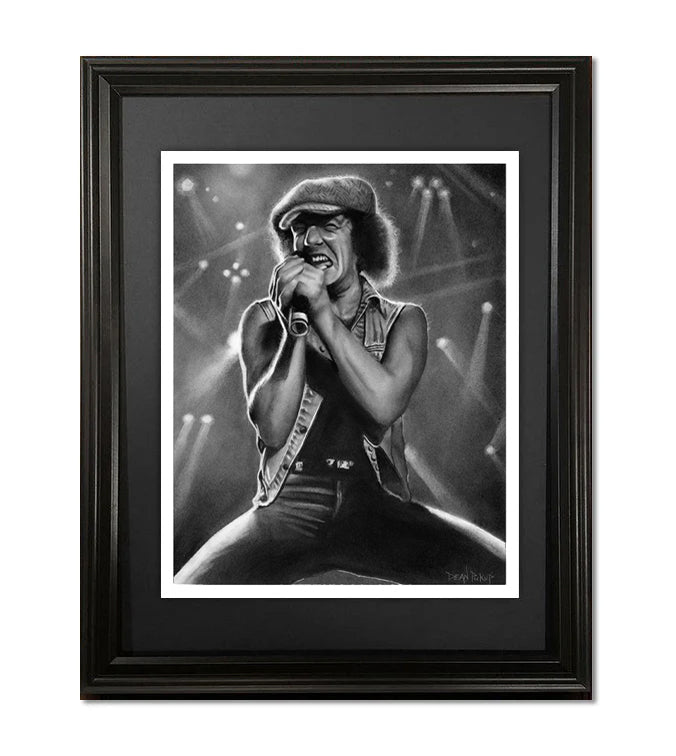 BACK IN BLACK (Brian Johnson, ACDC), Fine Art Print - 13"x16"