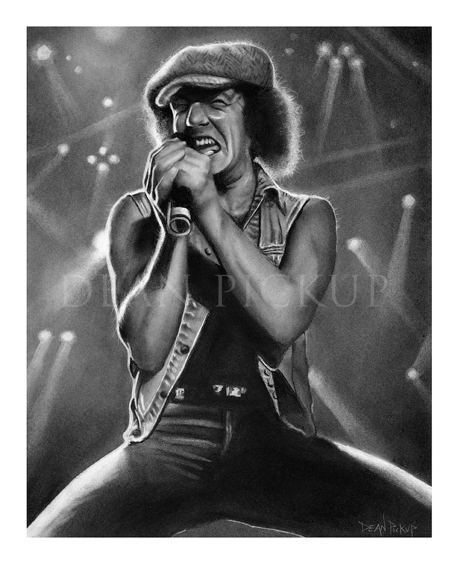 BACK IN BLACK (Brian Johnson, ACDC), Fine Art Print - 13"x16"