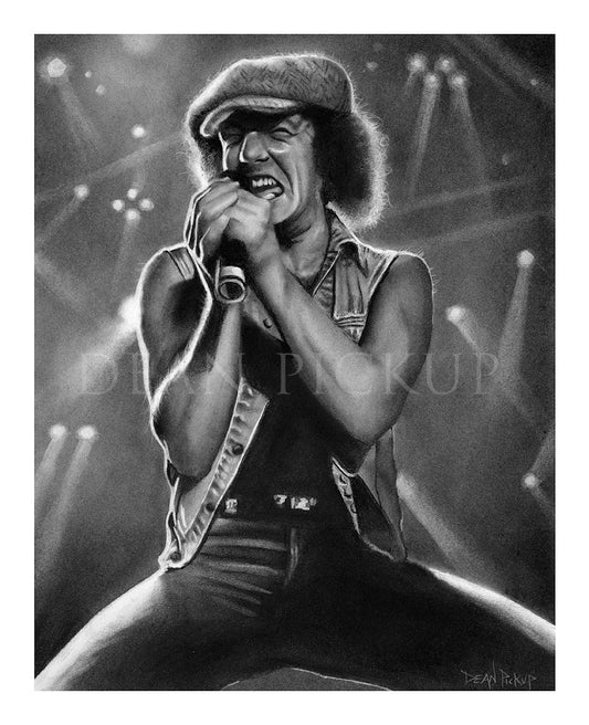 BACK IN BLACK (Brian Johnson, ACDC), Fine Art Print - 13"x16"