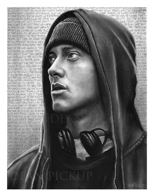 Eminem in lyrics, drawn by Dean Pickup