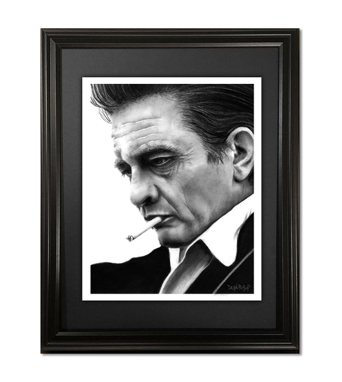sample of Johnny Cash print in frame