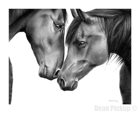 "Connected" Horses Fine Art Print for sale. Dean Pickup Art