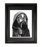 Boston Terrier Hoodlum drawn by Dean Pickup . Art prints for sale
