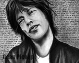 Detail of Mick Jagger print by Dean Pickup Art