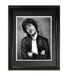 Framed sample of Mick Jagger print by Dean Pickup Art